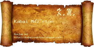 Kabai Márton névjegykártya